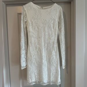 Altar'd State Blake Beaded Long Sleeve White Dress